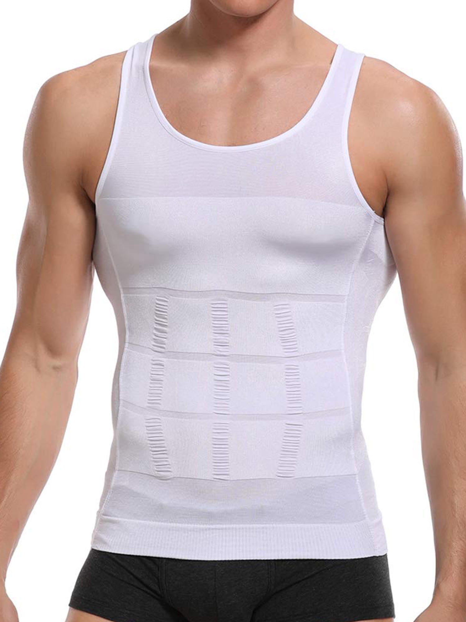Mens Compression Undershirt Slimming Body Shaper Tummy Control Vest Elastic Gynecomastia Shirt 