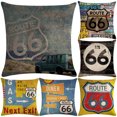 thumbnail image 4 of Ludlz Vintage Route 66 Linen Pillow Case Soft Cushion Cover Sofa Home Office Decor, 4 of 8