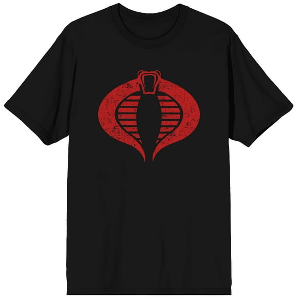 T-Shirt Noir pour Homme à Col Rond et Manches Courtes avec Logo G.I. Joe Cobra - Grand