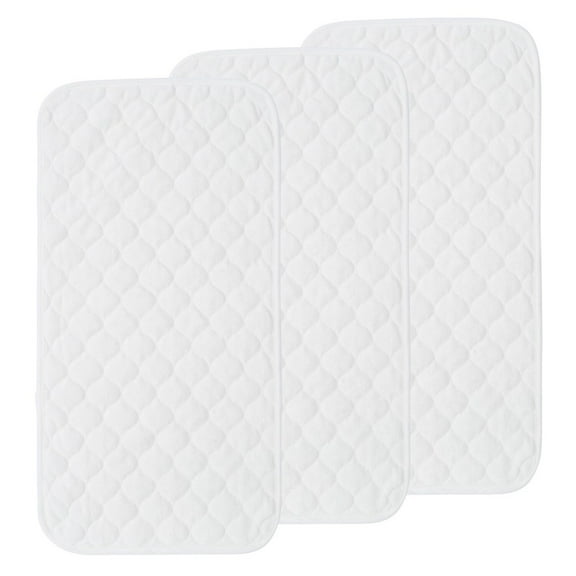 3 Pack Quilted Thicker Waterproof Cradle Sheet, Washable Reusable Bamboo Cotton Changing Pad Liners Table Cover Liners (White 14” x 26”)