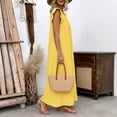 thumbnail image 5 of ClodeEU Women's Round Neck Ruffle Cap Sleeve Maxi Dress, Casual Loose Fit Dress Yellow,Women's Plus XL, 5 of 8
