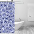 thumbnail image 2 of Shower Curtain, Blue And White Flowers Waterproof Fabric Plastic Shower Curtain, Drying Fast Bathroom Curtain with 9 Buttonholes, Ruffle Shower Curtain 60x72in, 2 of 8