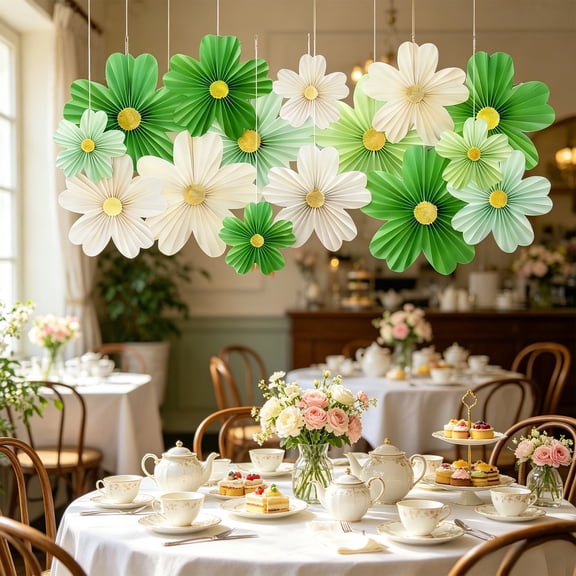 18 Pcs Paper Fan Flowers, Assorted Sizes Lifelike Floral Wall Decor, Vibrant Hanging Paper Fans for Spring Party, Wedding, Birthday, and Holiday Decoration, Reusable Macaron Color Backdrop