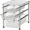 thumbnail image 1 of Simple Houseware Stackable 3 Tier Sliding Basket Organizer Drawer, Chrome, 1 of 5