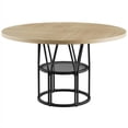 thumbnail image 1 of Table à Manger Ronde en Bois de 47 Pouces Gain de Place pour 4 à 6 Personnes – Design Moderne avec Tablette de Rangement – Cadre en Métal Robuste – Parfait pour la Cuisine, la Salle à Manger, l'Appartement, le Bureau – Couleur Bois Naturel, 1 of 8