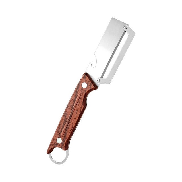 Pelador de frutas y verduras con hoja dentada 3 en 1: pelador de cocina y abridor de botellas. Herramienta multifuncional para pelar zanahorias, patatas, manzanas y mangos. Acero inoxidable para