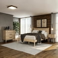 thumbnail image 2 of Camaflexi Mid Century Platform Bed Wood Panel Bed Frame with Headboard, Full, Light Oak, 2 of 8