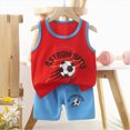 thumbnail image 2 of TOWED22 Infant Boy Summer Clothes 2pcs Sets Sleeveless Tank Top Tee + Cute Graphic Elastic Shorts Casual Outfits(Red,9-18 M), 2 of 4