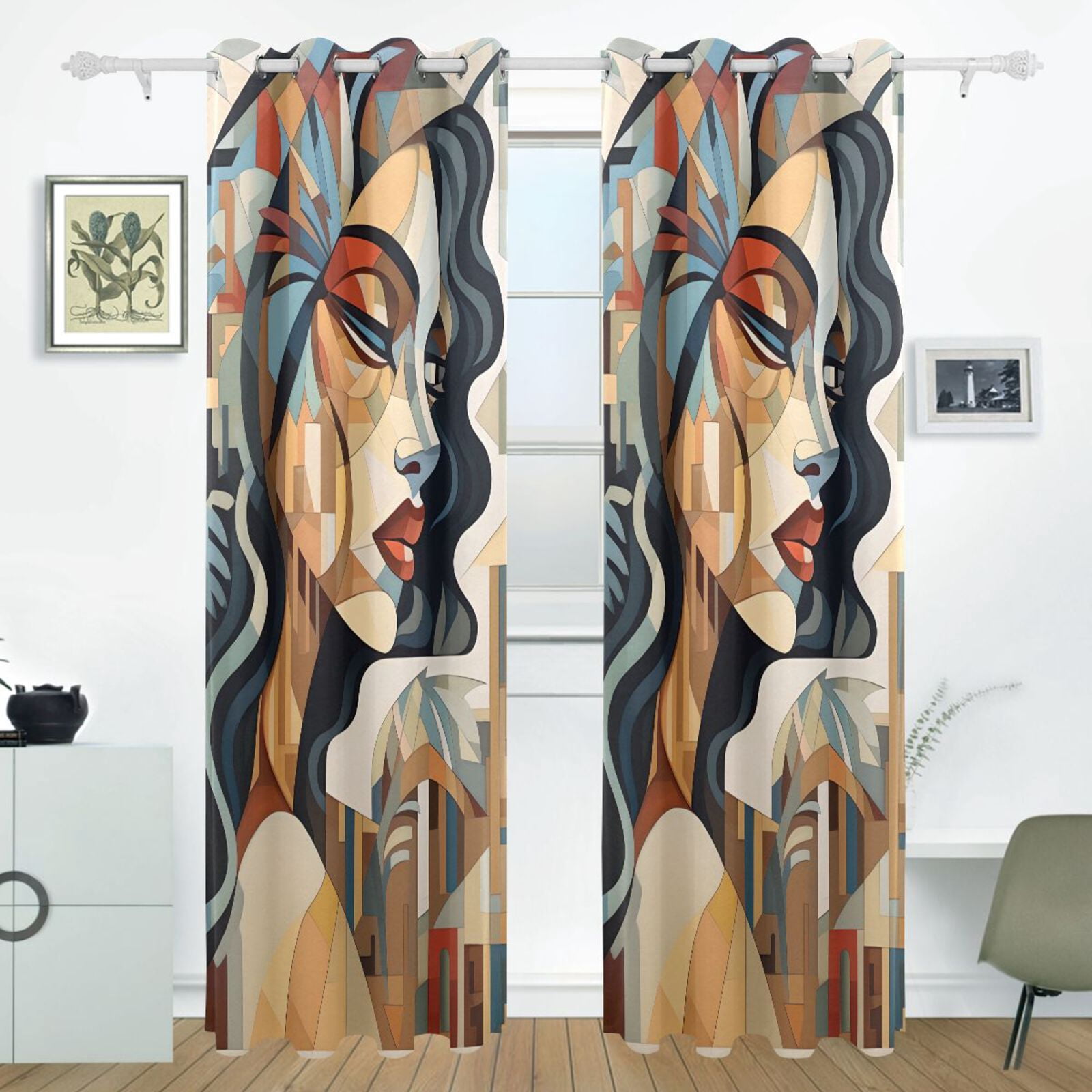 Women in Brown Black Out Curtains 84 Inch Length for Bedroom Living Room Windows 2 Panels Set