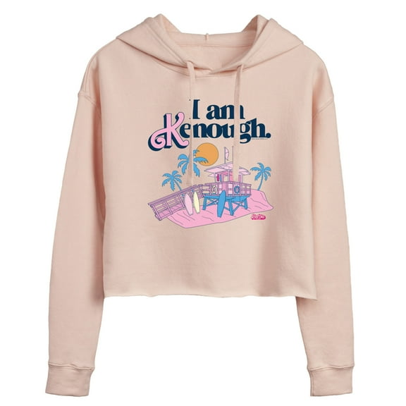 Barbie The Movie - I Am Kenough Lifeguard Stand - Juniors Cropped Pullover Hoodie