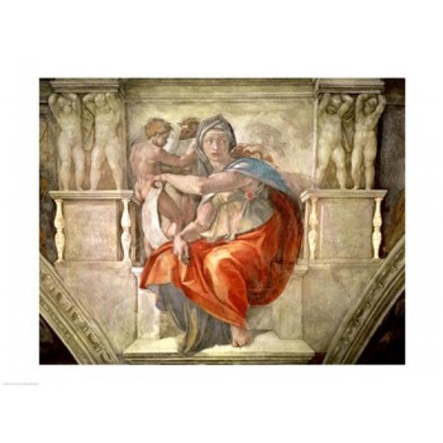 Sistine Chapel Ceiling Delphic Sibyl Poster Print by Michelangelo Buonarroti - 24 x 18 in.