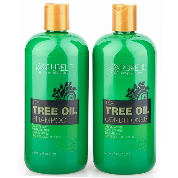 Purelis Tea Tree Oil Shampoo & Conditioner Set, Tea Tree Shampoo + Tea Tree Conditioner for Deep Cleansing & Hydrating for Dandruff, Itchy Scalp & Dry ...