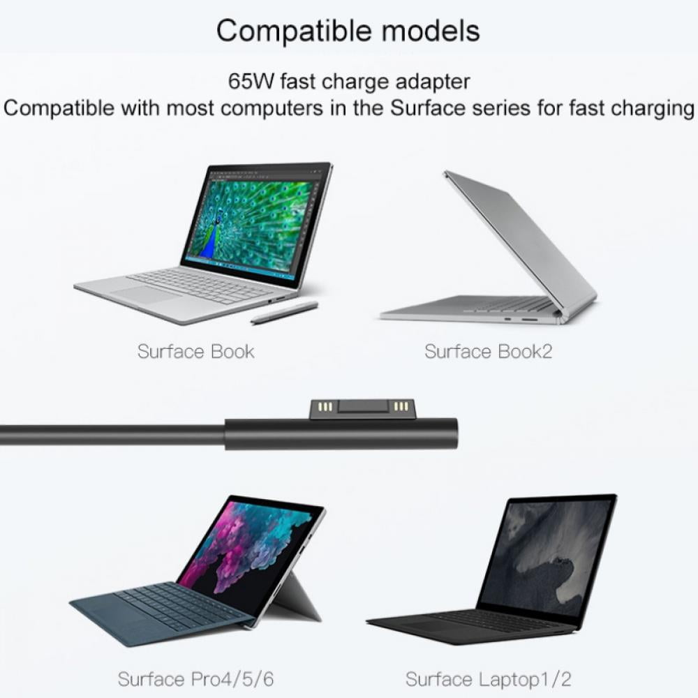 Surface Book Charger, 15V 4A 65W Surface Pro 7 Power Supply Compatible with Microsoft Surface Book Surface Laptop Surface Pro 3 4 5 6 GO BOOK
