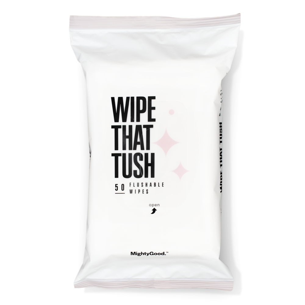 MightyGood Wipe That Tush Flushable Wipes, 3 pack of 50 wipes. Total of