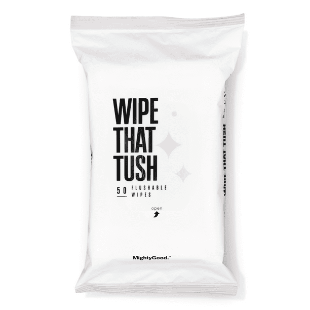 MightyGood Wipe That Tush Flushable Wipes, 3 pack of 50 wipes. Total of