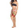 thumbnail image 4 of HAPPY BAY Women's Beachwear Summer Bikini Wraps Beach Wrap Sarong Coverups Skirt Swimsuit Swimwear Swim Cover ups for Women One Size Floral, Red, 4 of 5
