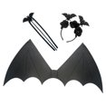 thumbnail image 2 of Disfraz de diablo de Halloween de 3 piezas, multiusos, con alas, varita y diadema. Negro, 2 of 9