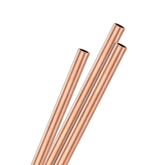 Uxcell 3-Pack Copper Round Tube, 2mm OD 0.2mm Thick 200mm Length Straight Pipe Tubing for Construction/Machining/DIY Crafting, Metal Straight Pipe