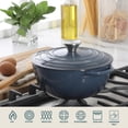 thumbnail image 4 of Addlestone 2.65 Qt Enameled Cast Iron Dutch Oven Pot With Lid - Round  Safe To 500°f Ideal For Bread Baking & Stews Gradient Navy Blue, 4 of 5