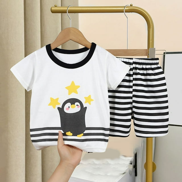 LSLJS Mode T-Shirts Décontractés à Manches Courtes pour Filles Col Rond Bouton Ensemble de Shorts Imprimés Vêtements d'Été Vêtements pour Enfants Tendance 2024