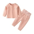 thumbnail image 3 of Jinhomg Kids Long Outfits Toddler 2 Piece Casual Comfy Clothing Set Striped Long Sleeve Pullover Tops and High Waist Pant Suit Pink 3Y, 3 of 6