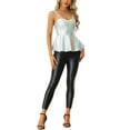 thumbnail image 2 of MODA NOVA Juniors' Metallic Peplum Cami Top for Sleeveless Spaghetti Strap Party Tank Top, 2 of 6