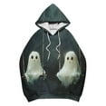 thumbnail image 4 of Moxiu Halloween Ghost Sweaters for Women Hoodies Long Sleeve Oversized Hooded Sweatshirt Spooky Season Pullover Tops Green,M, 4 of 5