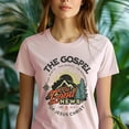 thumbnail image 5 of Christian T-Shirt – The Good News of Jesus Christ, 1 Corinthians 15:1-4 Graphic Tee, Azalea, Size L, 5 of 6