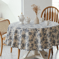 thumbnail image 2 of Verolix 60 inch Round Tablecloth, Featuring Blue Floral Botanical Pattern, Made from Polyester Fabric for Dining Kitchen Home Decor, 2 of 5