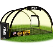 Open Box APEX SPORTS PORTABLE 22FT X 12FT X 8FT BASEBALL & SOFTBALL BATTING CAGE - YELLOW