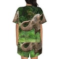 thumbnail image 4 of Womens Pajama Sets With Pocket, Asia Elephant Lounge Sets Short Sleeve Sleepwear PJ Sets for Women, 4 of 6