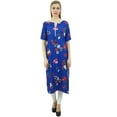 thumbnail image 1 of Bimba Women's Floral Printed Royal Blue Kurta Classic Designer Tunic Casual-14, 1 of 9