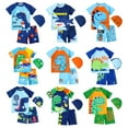 thumbnail image 4 of SYNPOS Kids Boys Dinosaur Shark Short Sleeve Rashguard Two Pieces Swimsuit Hat Set for 1-7T Swimwear, 4 of 6