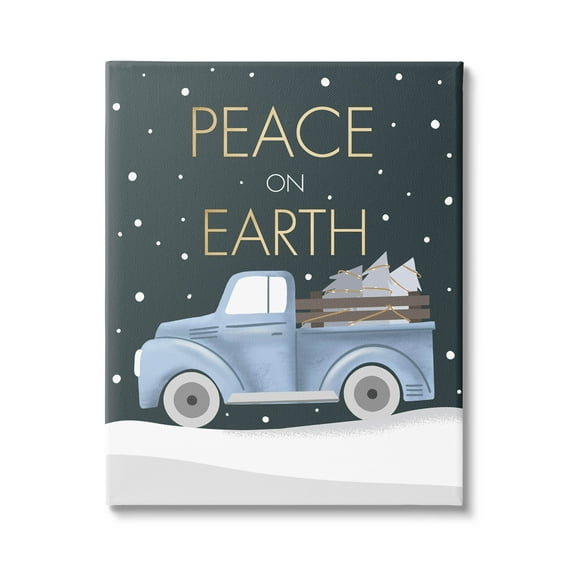 Stupell Industries Peace On Earth Snowy Truck Graphic Art Gallery Wrapped Canvas Print Wall Art, Design by Louise Allen Designs