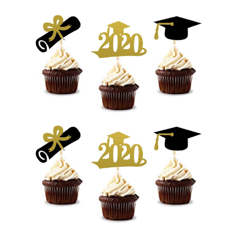 24 Graduation Class Of 2020 Edible Wafer Paper Cupcake Toppers Cake Decoration