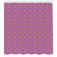 thumbnail image 3 of Yellow Damask Shower Curtain, Renaissance Style Flowers and Interlaced Stems Illustration, Fabric Bathroom Set with Hooks, 69W X 84L Inches Extra Long, Fucshia Yellow and Brown, by Ambesonne, 3 of 3