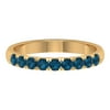 3/4 CT London Blue Topaz Nine Stone Gold Band Ring, 14K Yellow Gold, US 13.00
