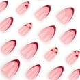 thumbnail image 4 of Red French Tip Press on Nails Medium Square False Nails Cute Heart Red Bevel French Glitter Powder Nails Stick on Nails Full Cover Acrylic Nails Glossy Glue on Nails for Women Nails Decoration 24Pcs, 4 of 7