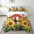 thumbnail image 2 of Castle Fairy Animal Cow Bedding Comforter Set 7-Piece for Boys Girls,Rustic Farmhouse Cabin King Bedding Sets,Chic Floral Yellow Sunflowers Ultra Soft Bed Sheets,Breathable Home Decor,Reversible, 2 of 8