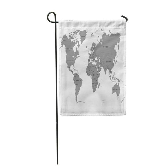 POGLIP Gray Black The Earth World Map on Antarctica Globe Garden Flag Decorative Flag House Banner 12x18 inch
