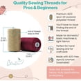 thumbnail image 3 of Sewing Thread - 24 Spools of Polyester Thread for Sewing Machine for Beginners, Hand Stitching & Quilting - 1000 yds Each in 22 Colors + Bonus Black & White, 3 of 6