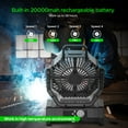 thumbnail image 3 of Camping Fan,20000mAh Rechargeable Battery Operated Outdoor Tent Fan with LED Light & Foldable Hook, 4 Speeds with 270° Rotate Pivot for Camping, Barbecue, kitchen, Fishing Construction Sites, 3 of 7