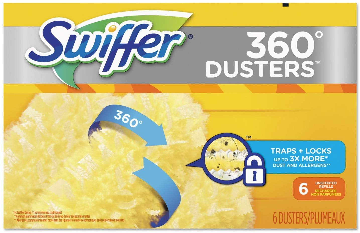 Swiffer 21620BX 360 Dusters Refill, Dust Lock Fiber, Yellow, 6/Box