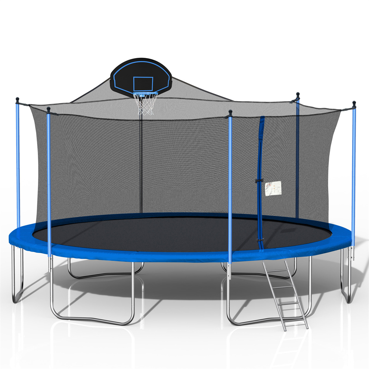 HighSound 16FT Trampoline with Basketball Hoop, Double-Sided Color Cover, Safety Enclosure Net & Ladder, 330 lbs Capacity for Kids & Adults