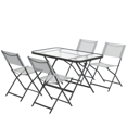 thumbnail image 1 of Outsunny Table à Manger de Patio avec Design Pliant, Ensemble de 5 Pcs, Gris, 1 of 10