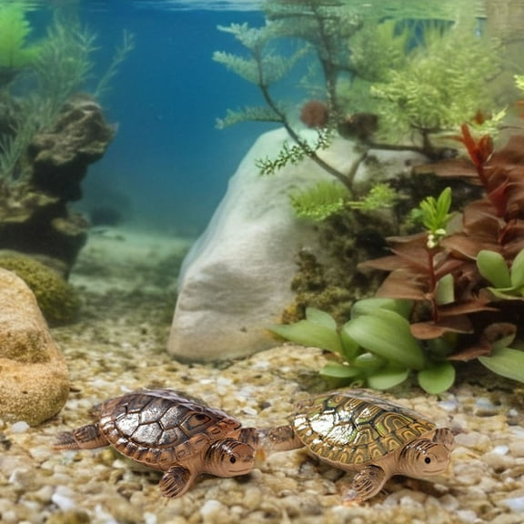 TABLZONE 12PCS Aquarium Fish Tank Decorations with Floating Turtle Figurines, Colorful and Accessories for Fish Tanks