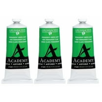 Grumbacher Acrylic Paint, Permanent Green Light, 90ml/3 oz. Metal Tube, 3-Pack