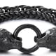 thumbnail image 4 of Pulsera COOLSTEELANDBEYOND Biker Viking con cabezas de lobo negras, 4 of 9