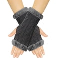 thumbnail image 2 of Penkiiy Arm Warmers Fingerless Gloves For Women Women Winter Wrist Arm Warmer Solid Knitted Short Fingerless Gloves Mitten Dark Gray Gloves, 2 of 6