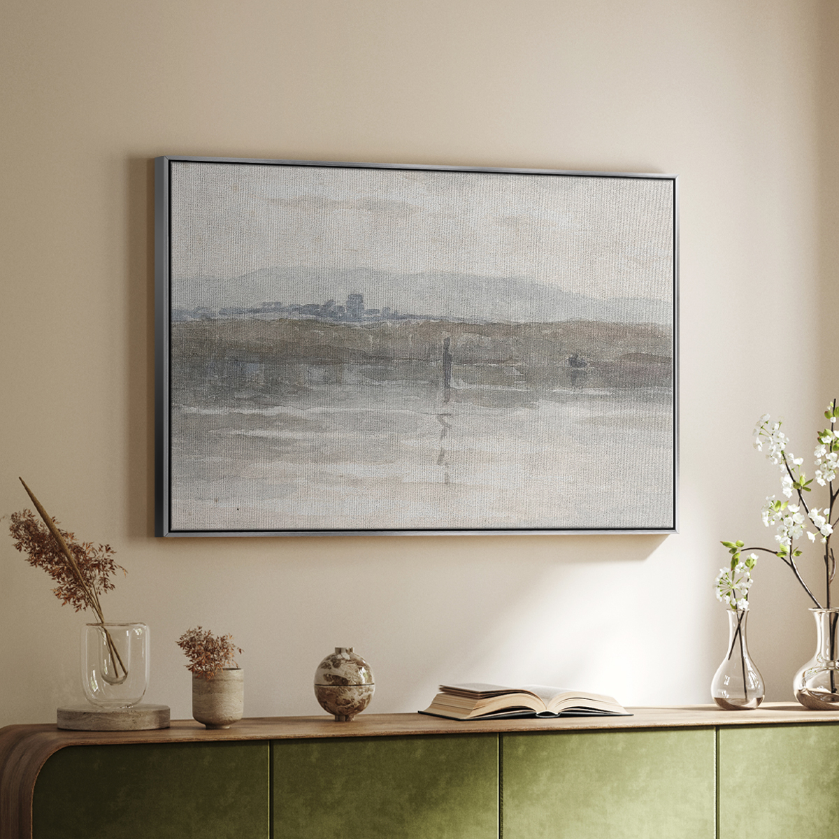 Vintage Landscape-CCCXL By Wexford Home Framed in Silver Wood Gallery Wrapped Canvas 17 in. x 25 in.